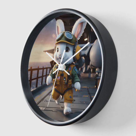 かわいいウサギの歩く時計 壁時計 (傾斜)