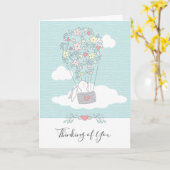 かわいいウサギの気球 想いを伝えるカード カード (黄色い花)