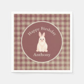 かわいいウサギの水の色の名前の誕生日 スタンダードカクテルナプキン (正面)