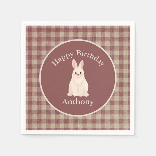 かわいいウサギの水の色の名前の誕生日 スタンダードカクテルナプキン (正面)