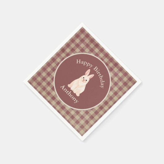 かわいいウサギの水の色の名前の誕生日 スタンダードカクテルナプキン (角)