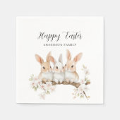 かわいいウサギの水の色イースター スタンダードカクテルナプキン (正面)