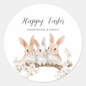 かわいいウサギの水の色イースター ラウンドシール (正面)