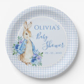 かわいいウサギの水の色ベビーシャワー ペーパープレート (正面)