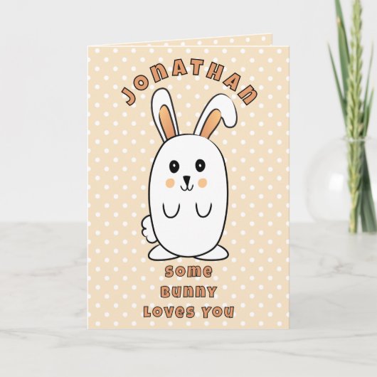 かわいいウサギの漫画いくつかのbunny愛あなた誕生日 カード (正面)