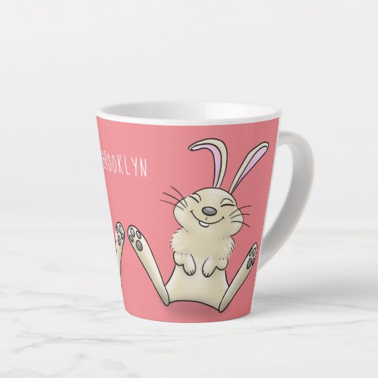 かわいいウサギの漫画イラストレーション カフェラテマグ (右アングル)