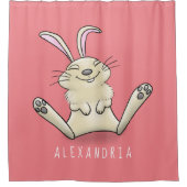 かわいいウサギの漫画イラストレーション シャワーカーテン (正面)