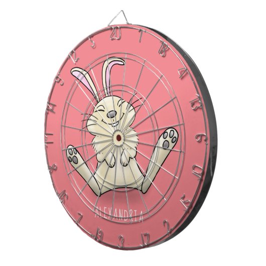 かわいいウサギの漫画イラストレーション ダーツボード (正面右)