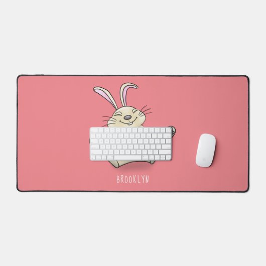 かわいいウサギの漫画イラストレーション デスクマット (キーボード&マウス)
