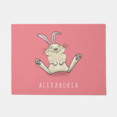 かわいいウサギの漫画イラストレーション ドアマット (正面)