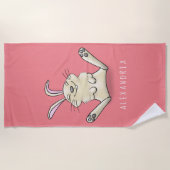 かわいいウサギの漫画イラストレーション ビーチタオル (正面)