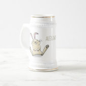 かわいいウサギの漫画イラストレーション ビールジョッキ (正面左)