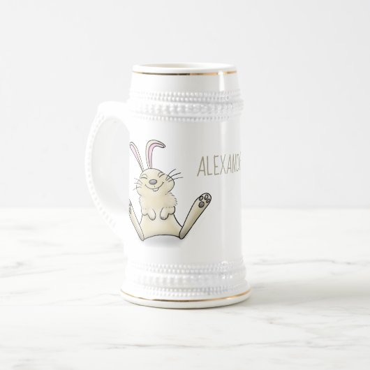 かわいいウサギの漫画イラストレーション ビールジョッキ (正面左)