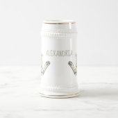 かわいいウサギの漫画イラストレーション ビールジョッキ (中央)