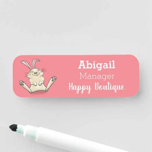 かわいいウサギの漫画イラストレーション 名札 (インサイチュ)