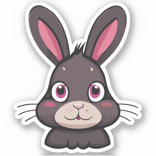 かわいいウサギの漫画キャラクター シール (正面)