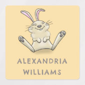 かわいいウサギの漫画パーソナライズされた ラベル (デザイン2)