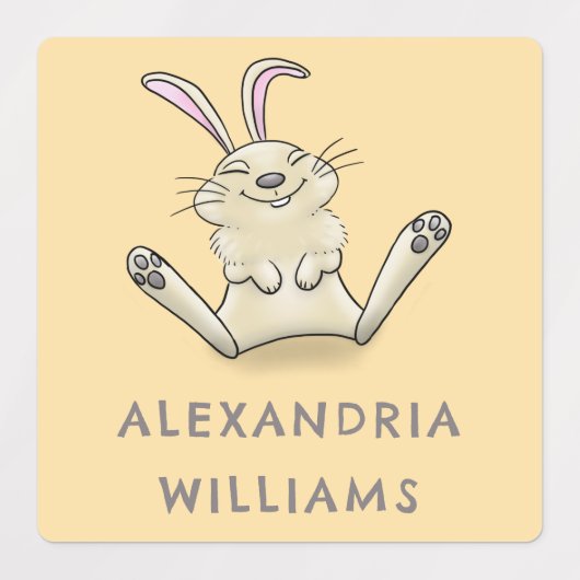 かわいいウサギの漫画パーソナライズされた ラベル (デザイン2)