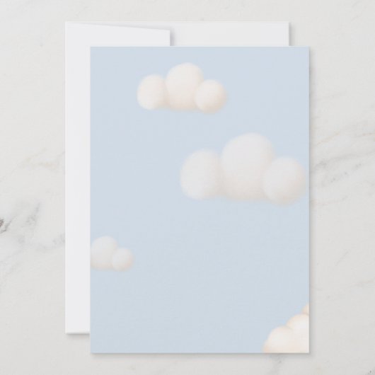 かわいいウサギの熱気球ブルーベビーシャワー 招待状 (裏面)