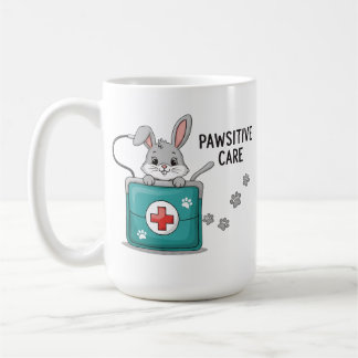 かわいいウサギの獣医アシスタント ポジティブケア コーヒーマグカップ