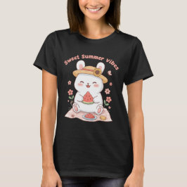 かわいいウサギの甘い夏の雰囲気 スイカ ピクニック Ka Tシャツ