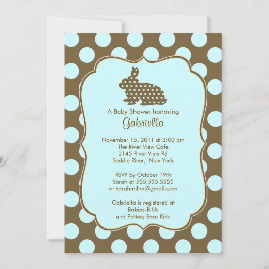 かわいいウサギの男の子のベビーシャワー招待状 招待状 (正面)