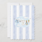 かわいいウサギの男の子の服飾りベビーシャワー 招待状 (裏面)