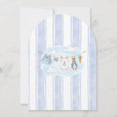 かわいいウサギの男の子の服飾りベビーシャワー 招待状 (裏面)