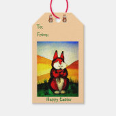 かわいいウサギの笑顔写真 ギフトタグ (正面)