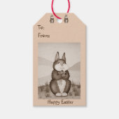 かわいいウサギの笑顔写真 ギフトタグ (正面)