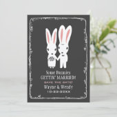 かわいいウサギの結婚式 保存日付 グレー セーブザデート (スタンド正面)