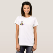 かわいいウサギの編み物 虹色マフラー カートゥーン Tシャツ (正面フル)