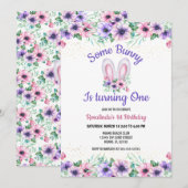 かわいいウサギの編集可能な誕生日招待状 招待状 (正面/裏面)