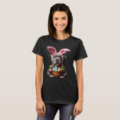 かわいいウサギの耳のピットブル犬イースターエッグのオーナー Tシャツ (正面フル)