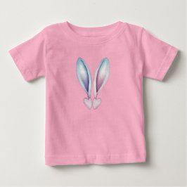 かわいいウサギの耳ハートのシンボル ベビーTシャツ
