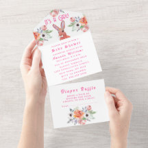 かわいいウサギの花それが女の子の赤ちゃんシャワーA