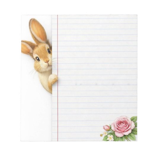 かわいいウサギの花のノートパッド | 水彩ウサギの書き物 ノートパッド (正面)