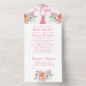 かわいいウサギの花ガールベイビーシャワー オールインワン招待状 (内側)