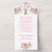 かわいいウサギの花ガールベイビーシャワー オールインワン招待状 (内側)