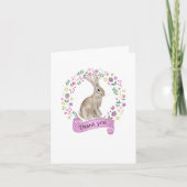 かわいいウサギの花輪イラスト サンキューカード (正面)