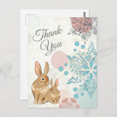 かわいいウサギの花 春のありがとう ポストカード (正面/裏面)