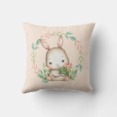 かわいいウサギの葉の花輪の赤ちゃんの寝室 クッション (裏面)