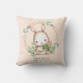 かわいいウサギの葉の花輪 赤ちゃんの寝室 クッション (正面)