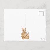 かわいいウサギの親子と花 春の感謝 ポストカード (裏面)