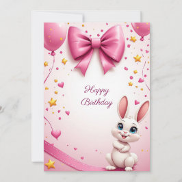 かわいいウサギの誕生日お祝い 🐰 招待状