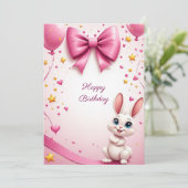 かわいいウサギの誕生日お祝い 🐰 招待状 (スタンド正面)