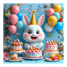 🐰 かわいいウサギの誕生日ポスター パーティー装飾 ギフト