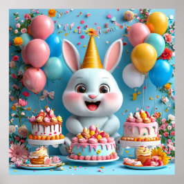 🐰 かわいいウサギの誕生日ポスター パーティー装飾 ギフト ポスター