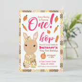 かわいいウサギの誕生日招待状（女の子用） 招待状 (スタンド正面)