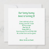 かわいいウサギの誕生日招待状 招待状 (裏面)